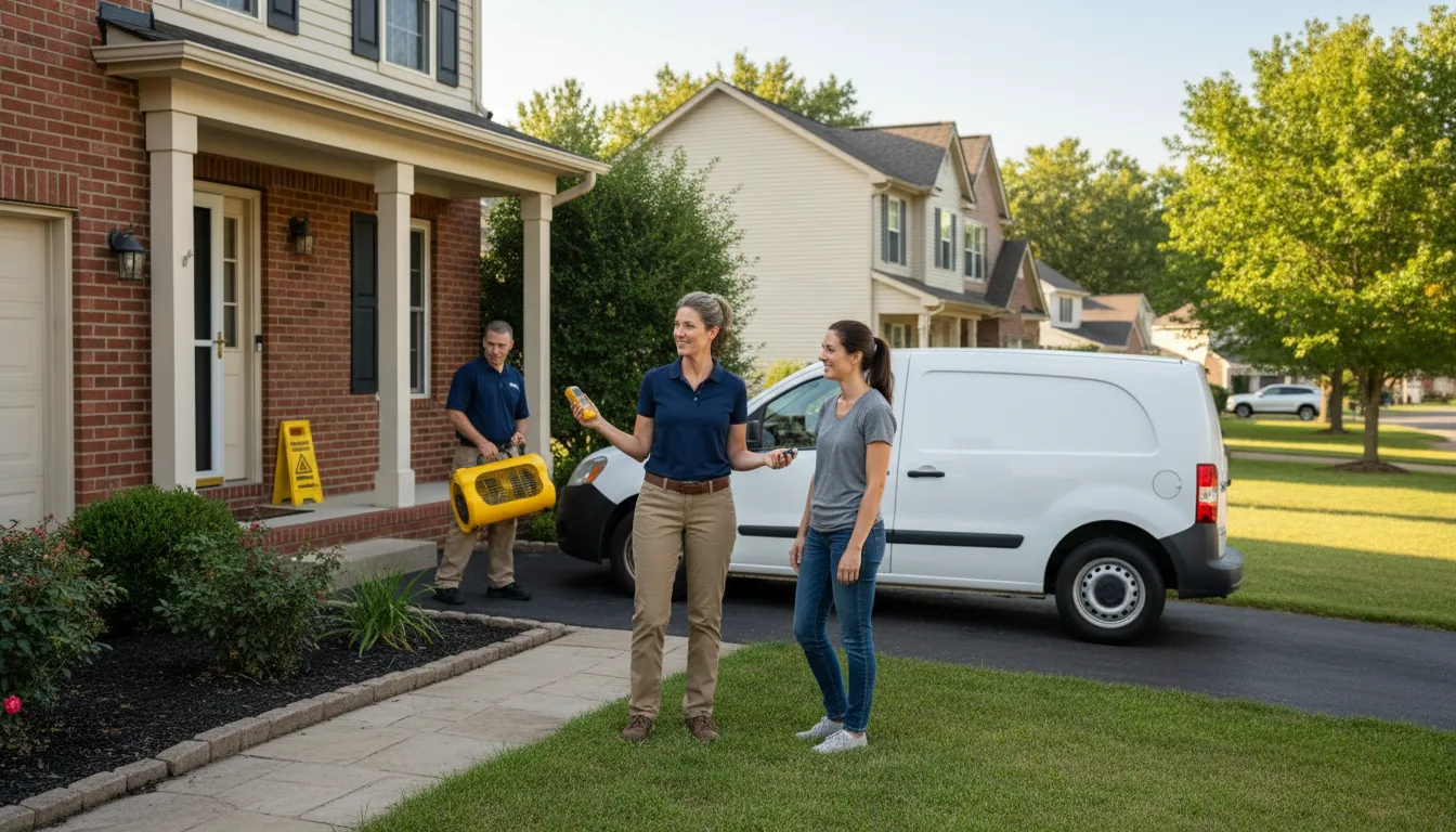 Residential water damage restoration in New Douglas, IL